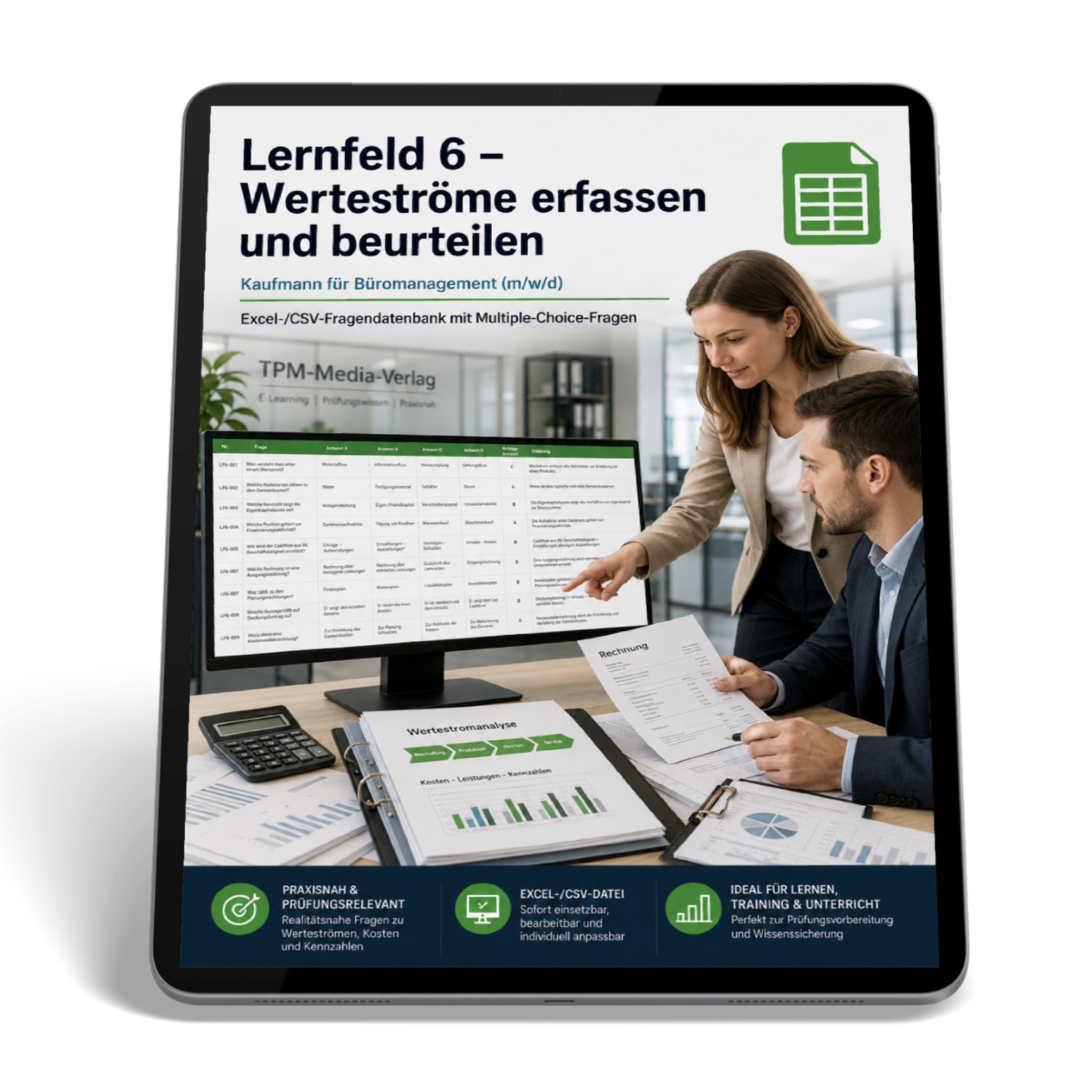 Kaufmann für Büromanagement - Lernfeld 6 gewerbliche Excel-Fragenkatalog Datenbank (Sofort-Download)
