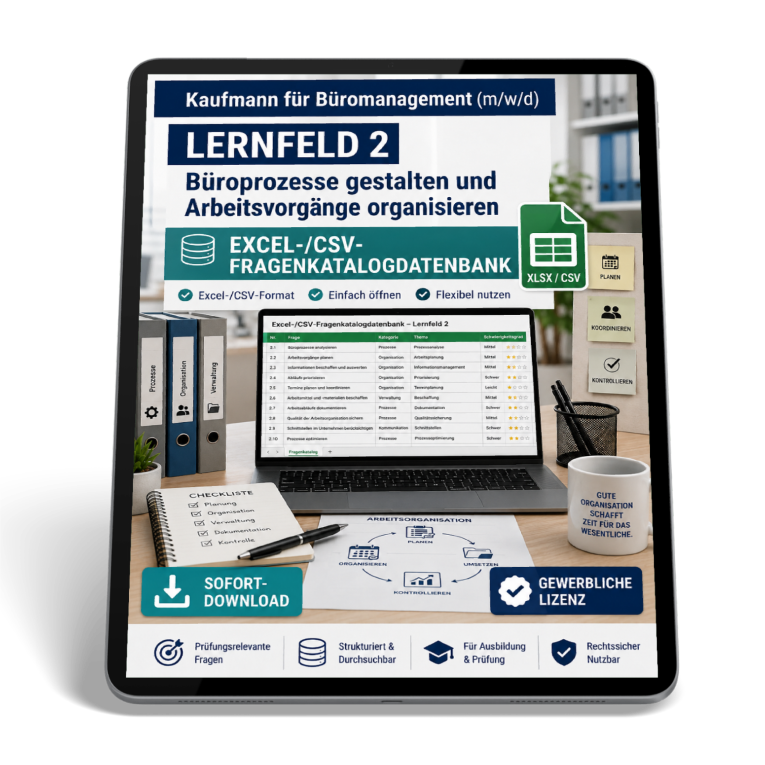 Kaufmann für Büromanagement - Lernfeld 2 gewerbliche Excel-Fragenkatalog Datenbank (Sofort-Download)