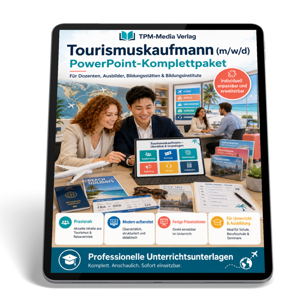 PowerPoint-Komplettpaket für die Ausbildung zum Tourismuskaufmann (m/w/d)