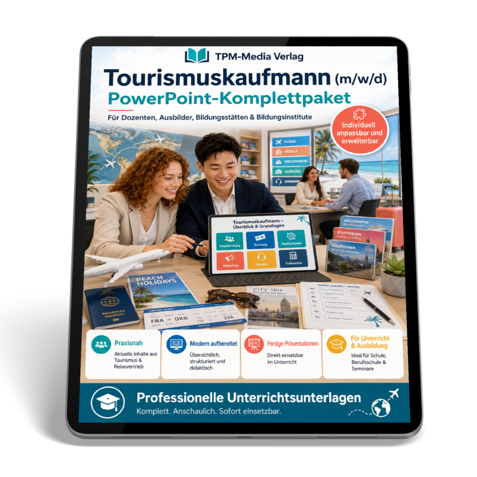 PowerPoint-Komplettpaket für die Ausbildung zum Tourismuskaufmann (m/w/d)