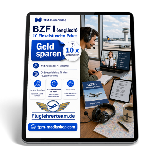 Einzelstundepaket (10 Std.) für BZF I (englisch) -  Online-Coaching - für www.fluglehrerteam.de
