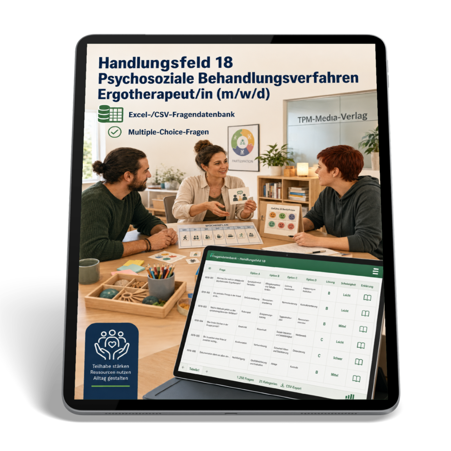 Ergotherapeut - Handlungsfeld 18 gewerbliche Excel-Fragenkatalog Datenbank (Sofort-Download)