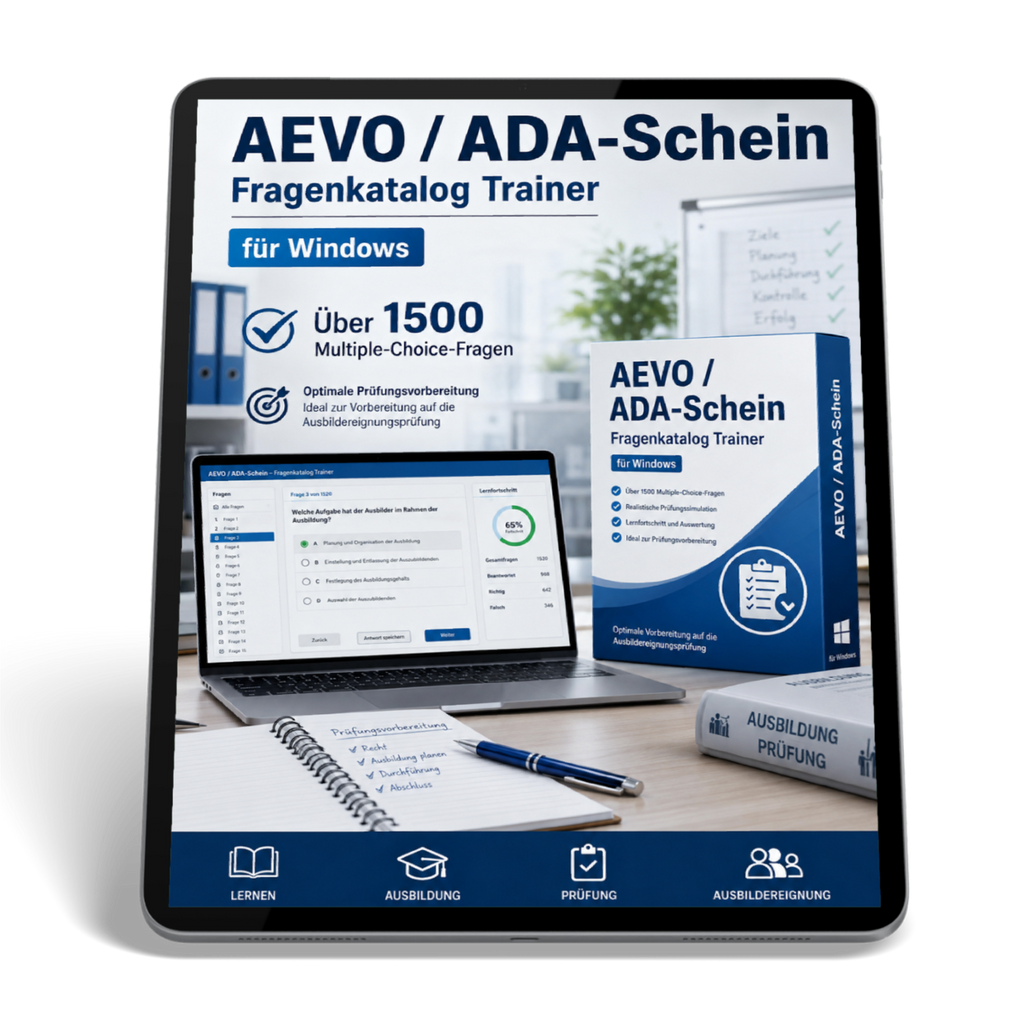 AEVO/ADA - Schein Fragenkatalogtrainer mit über 1500 Multiple Choice Fragen -Download für Windows