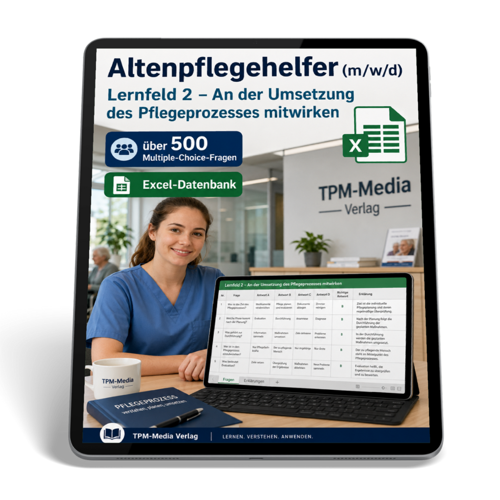 Altenpflegehelfer - Lernfeld 2 gewerbliche Excel-Fragenkatalog Datenbank (Sofort-Download)