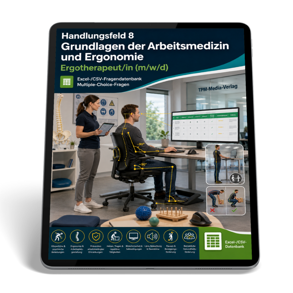 Ergotherapeut - Handlungsfeld 8 gewerbliche Excel-Fragenkatalog Datenbank (Sofort-Download)