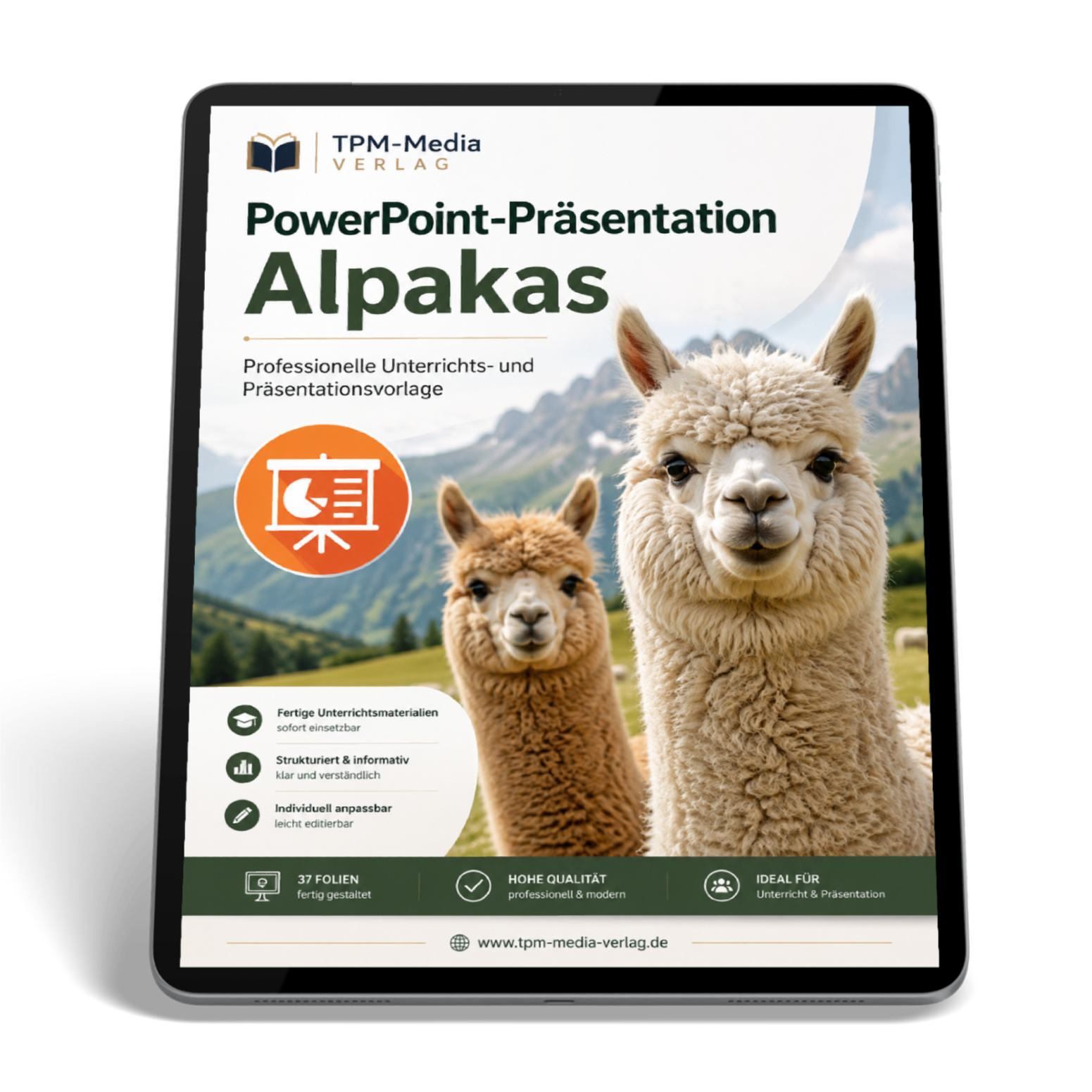 Alpakas PowerPoint Präsentation für den Schuleinsatz - Download-Version