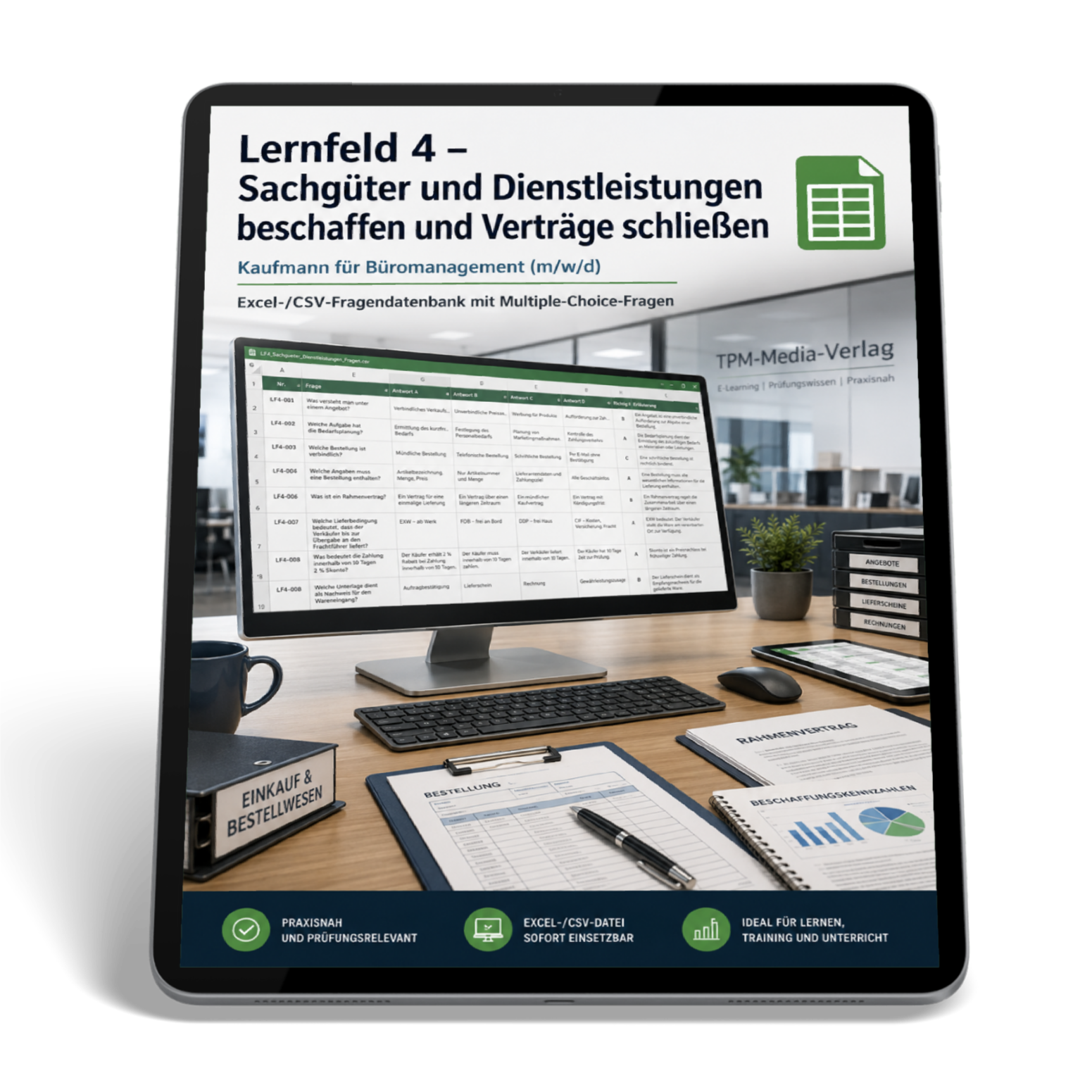 Kaufmann für Büromanagement - Lernfeld 4 gewerbliche Excel-Fragenkatalog Datenbank (Sofort-Download)