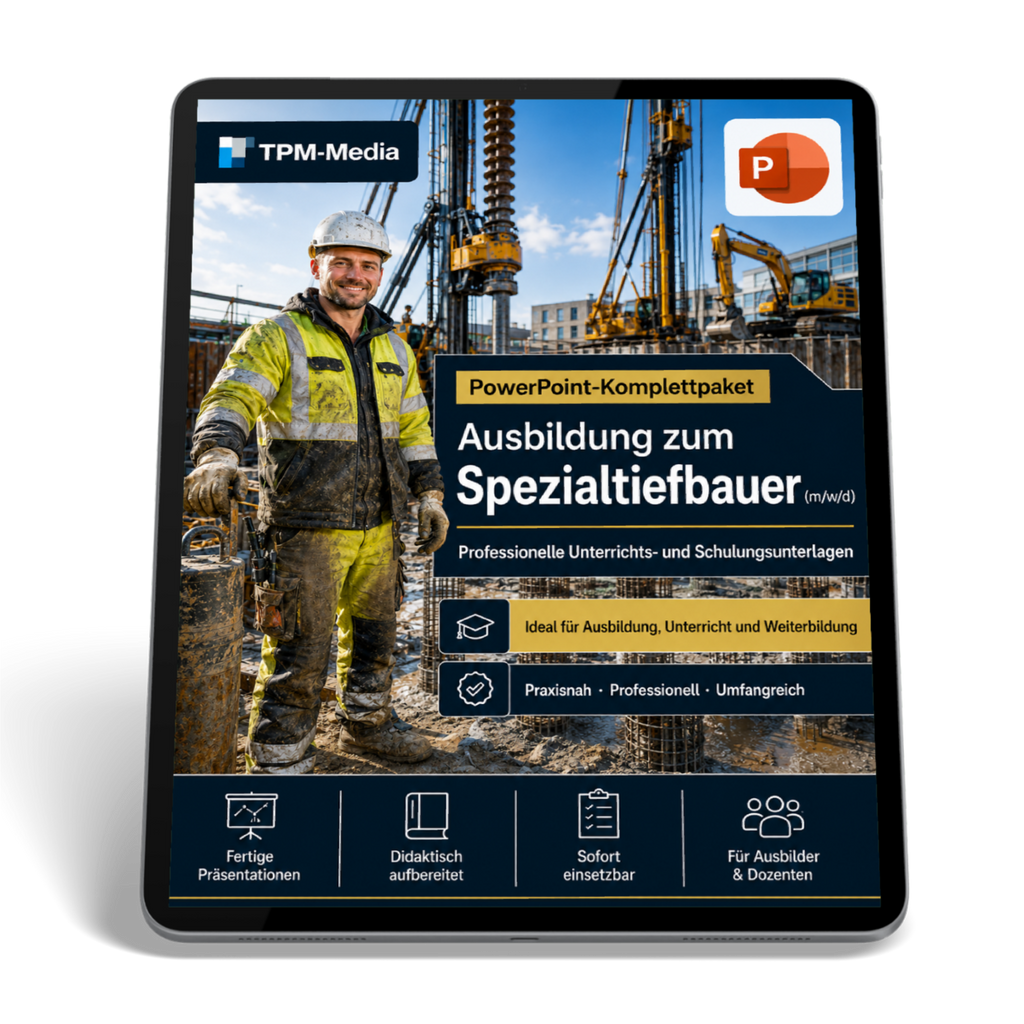 PowerPoint Spezialtiefbauer Ausbildung - Komplette Präsentationsvorlagen für die Ausbildung