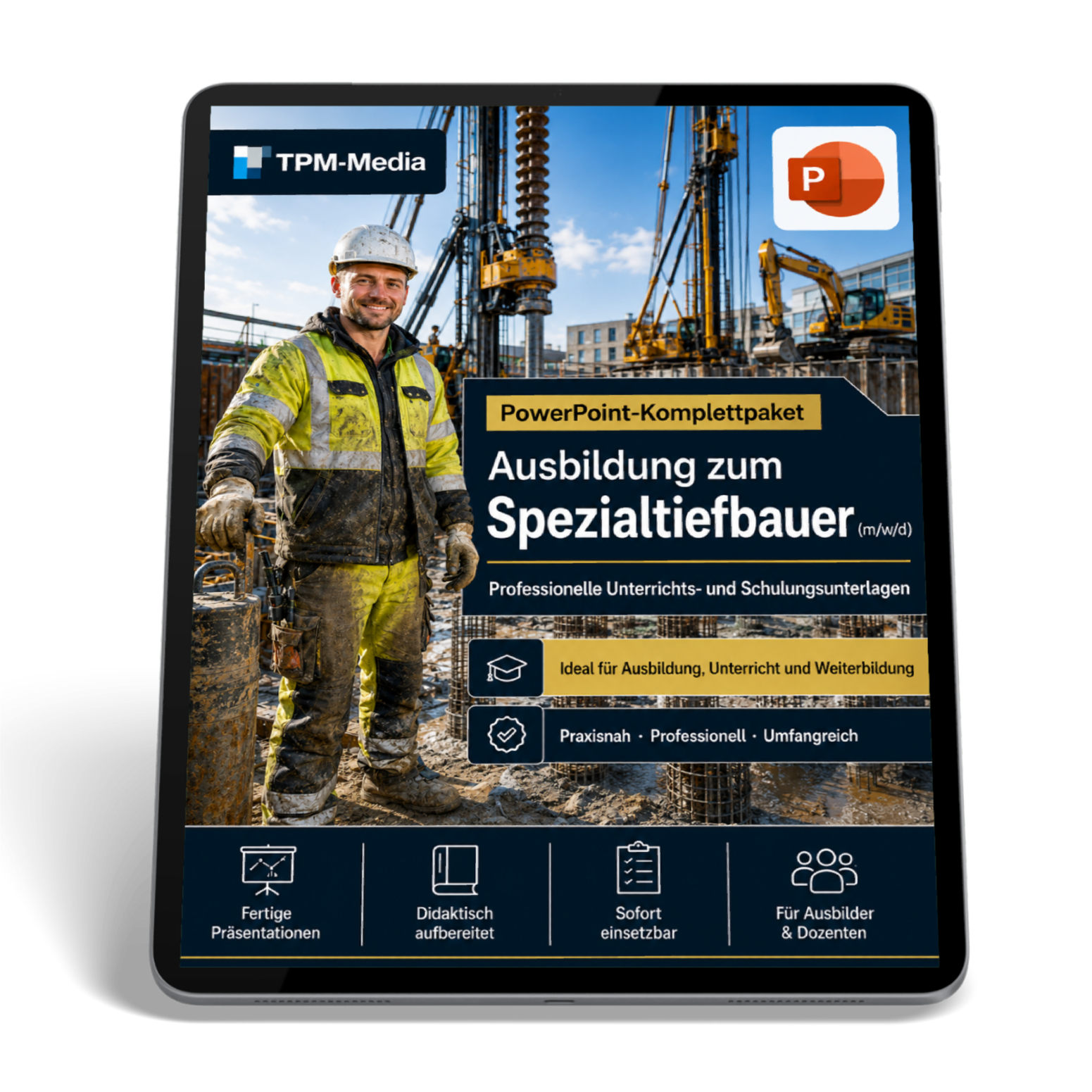 PowerPoint Spezialtiefbauer Ausbildung - Komplette Präsentationsvorlagen für die Ausbildung