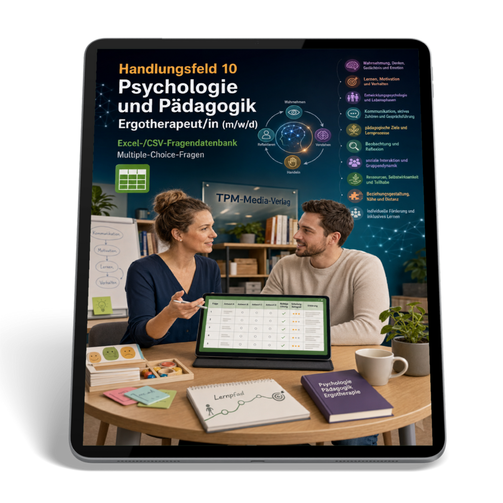 Ergotherapeut - Handlungsfeld 10 gewerbliche Excel-Fragenkatalog Datenbank (Sofort-Download)