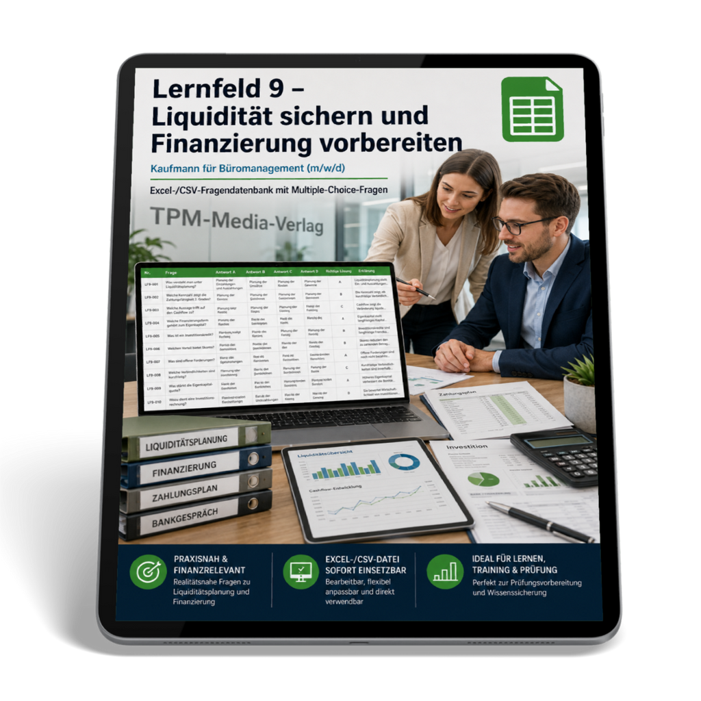Kaufmann für Büromanagement - Lernfeld 9 gewerbliche Excel-Fragenkatalog Datenbank (Sofort-Download)