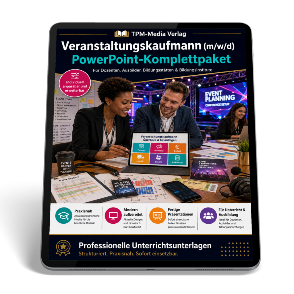 PowerPoint-Komplettpaket für die Ausbildung zum Veranstaltungskaufmann (m/w/d)