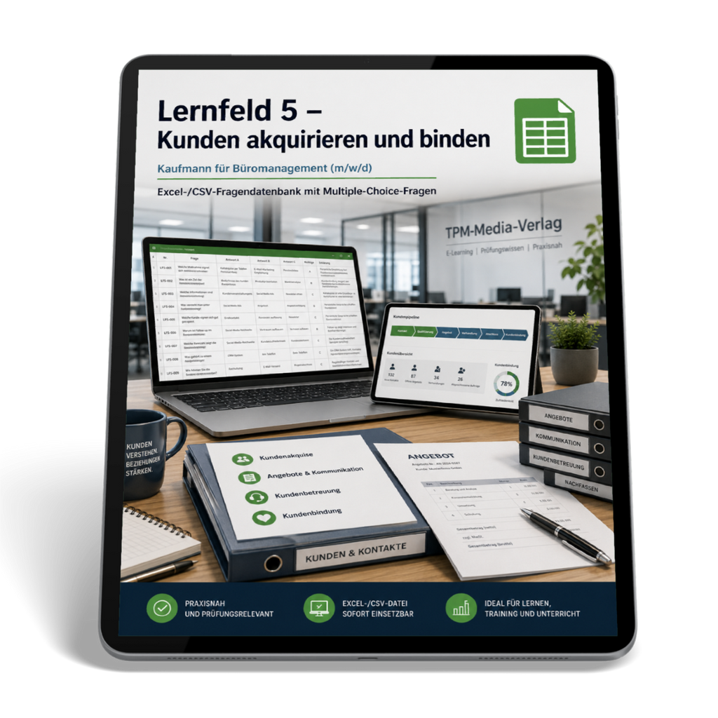 Kaufmann für Büromanagement - Lernfeld 5 gewerbliche Excel-Fragenkatalog Datenbank (Sofort-Download)