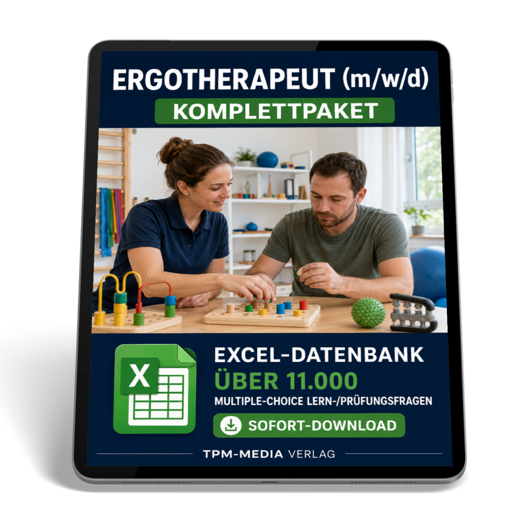 Ergotherapeut (m/w/d) - gewerbliche Excel-Fragenkatalog Komplett-Datenbank mit über 11.000 MC-Fragen (Sofort-Download)