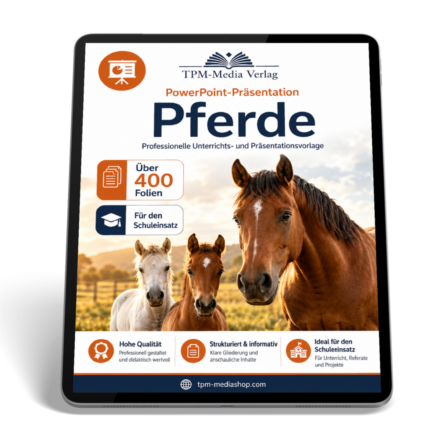 Pferde PowerPoint Präsentation herunterladen - Schulfreundliche Download-Version für den Einsatz im Unterricht