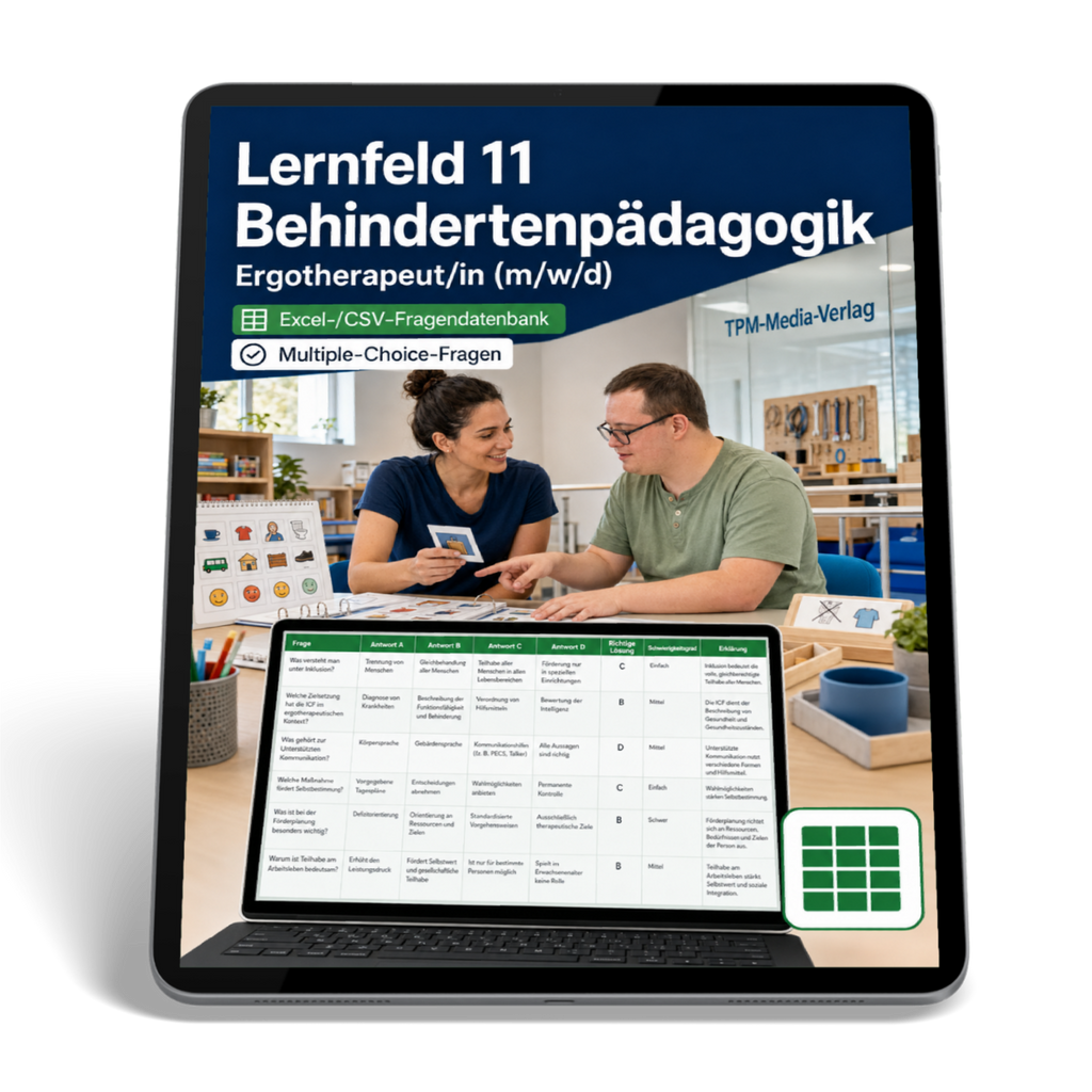 Ergotherapeut - Handlungsfeld 11 gewerbliche Excel-Fragenkatalog Datenbank (Sofort-Download)