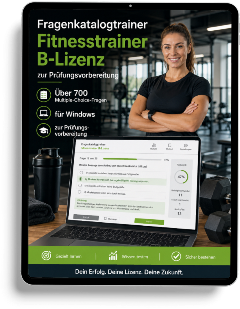 Fitnesstrainer B-Lizenz - Fragenkatalogtrainer mit über 700 Multiple Choice Fragen -Download für Windows-