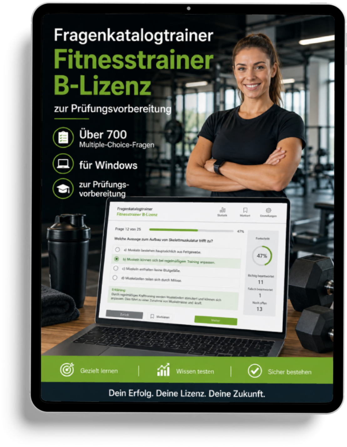 Fitnesstrainer B-Lizenz - Fragenkatalogtrainer mit über 700 Multiple Choice Fragen -Download für Windows-