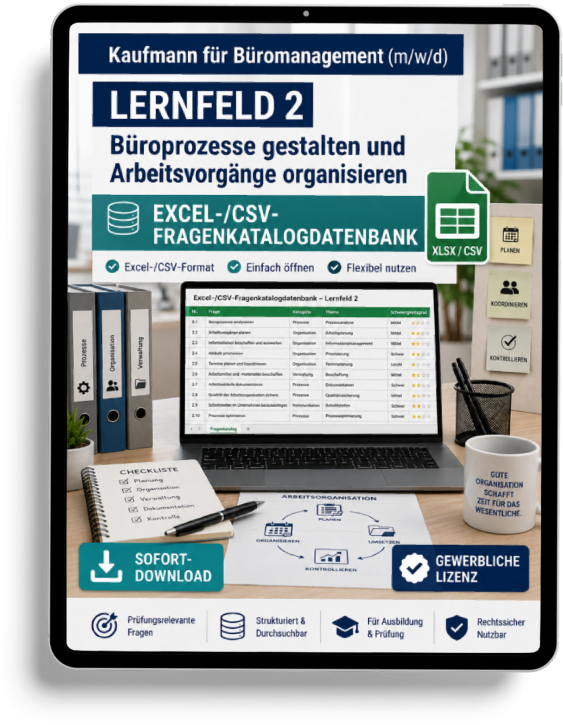 Kaufmann für Büromanagement - Lernfeld 2 gewerbliche Excel-Fragenkatalog Datenbank (Sofort-Download)