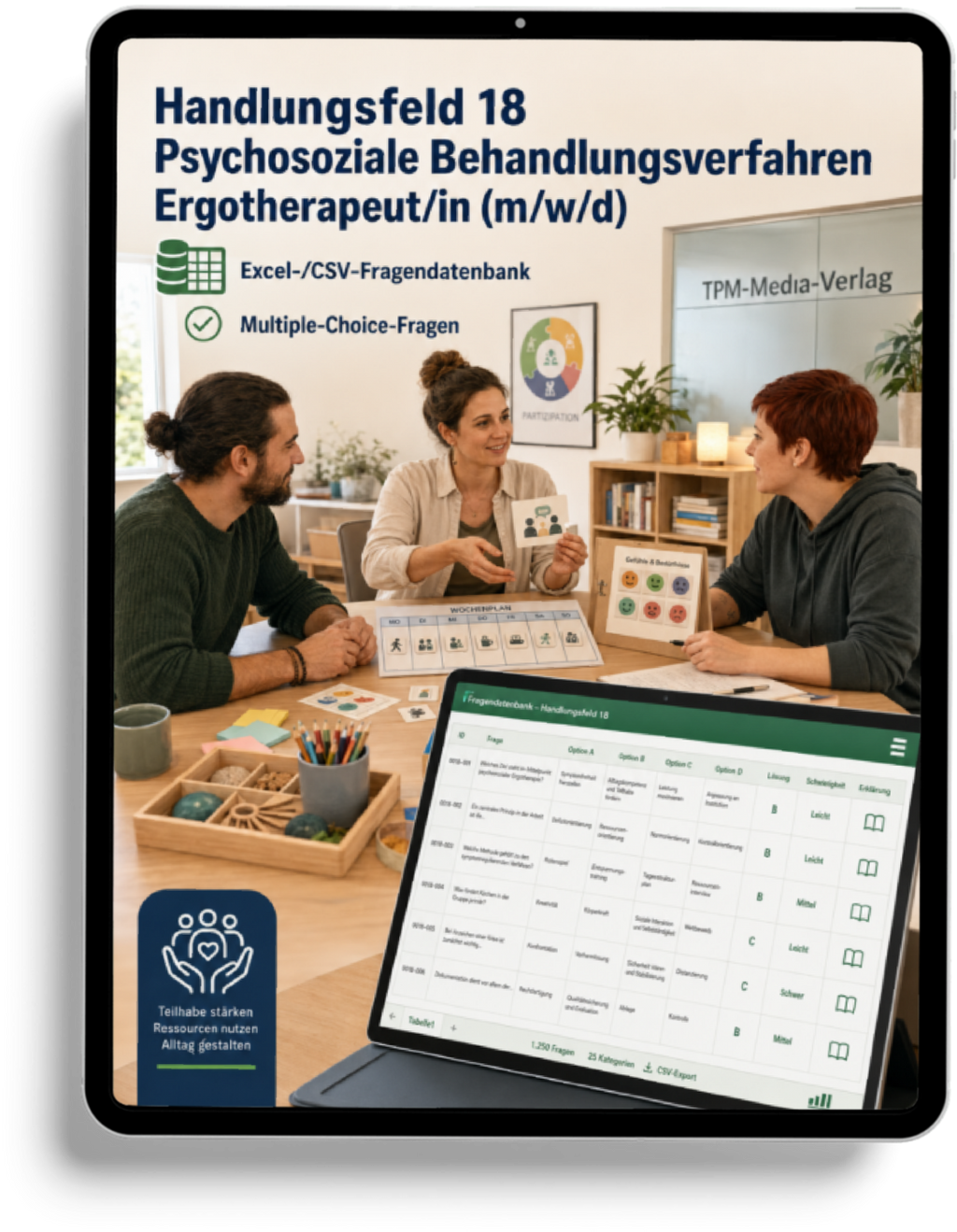 Ergotherapeut - Handlungsfeld 18 gewerbliche Excel-Fragenkatalog Datenbank (Sofort-Download)