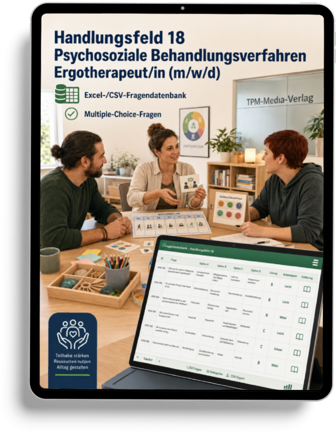 Ergotherapeut - Handlungsfeld 18 gewerbliche Excel-Fragenkatalog Datenbank (Sofort-Download)