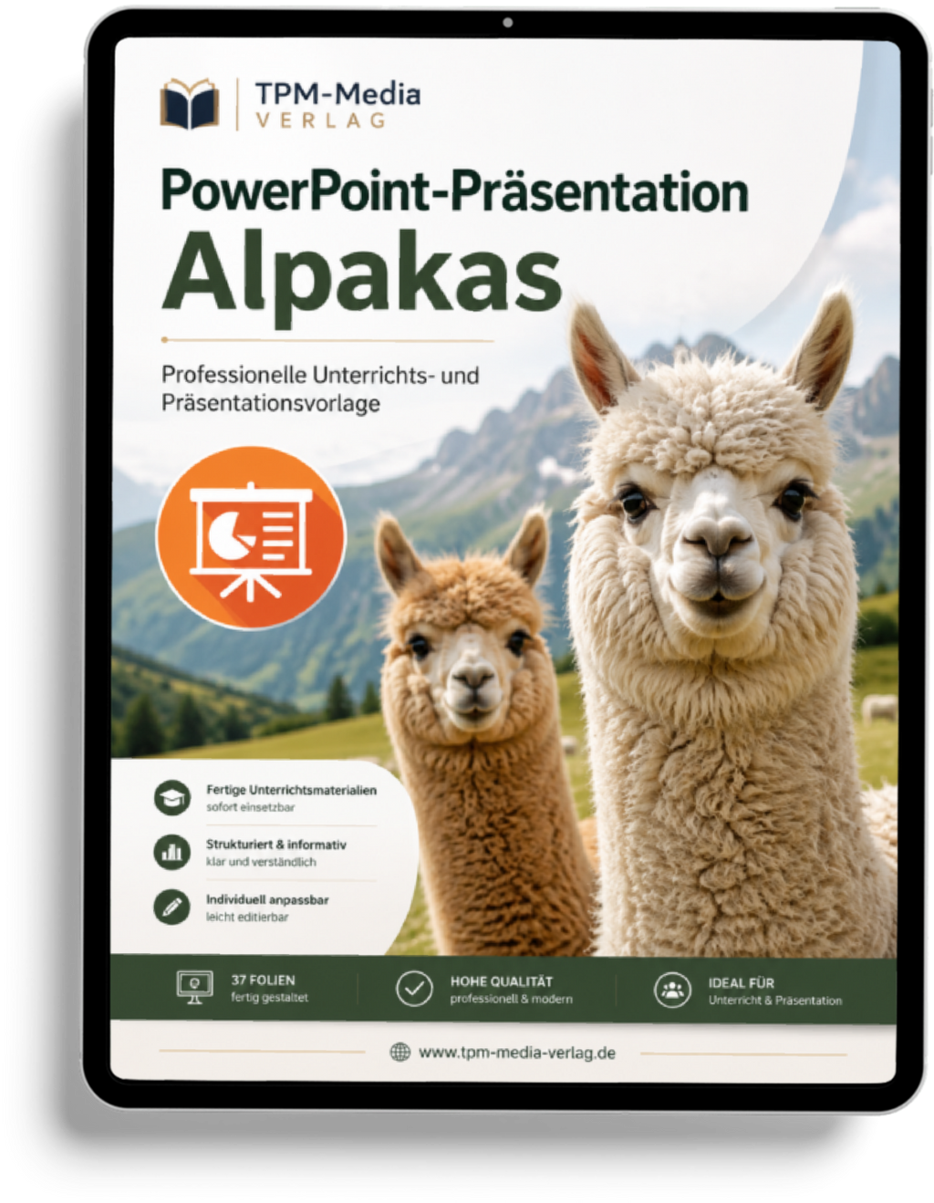 Alpakas PowerPoint Präsentation für den Schuleinsatz - Download-Version