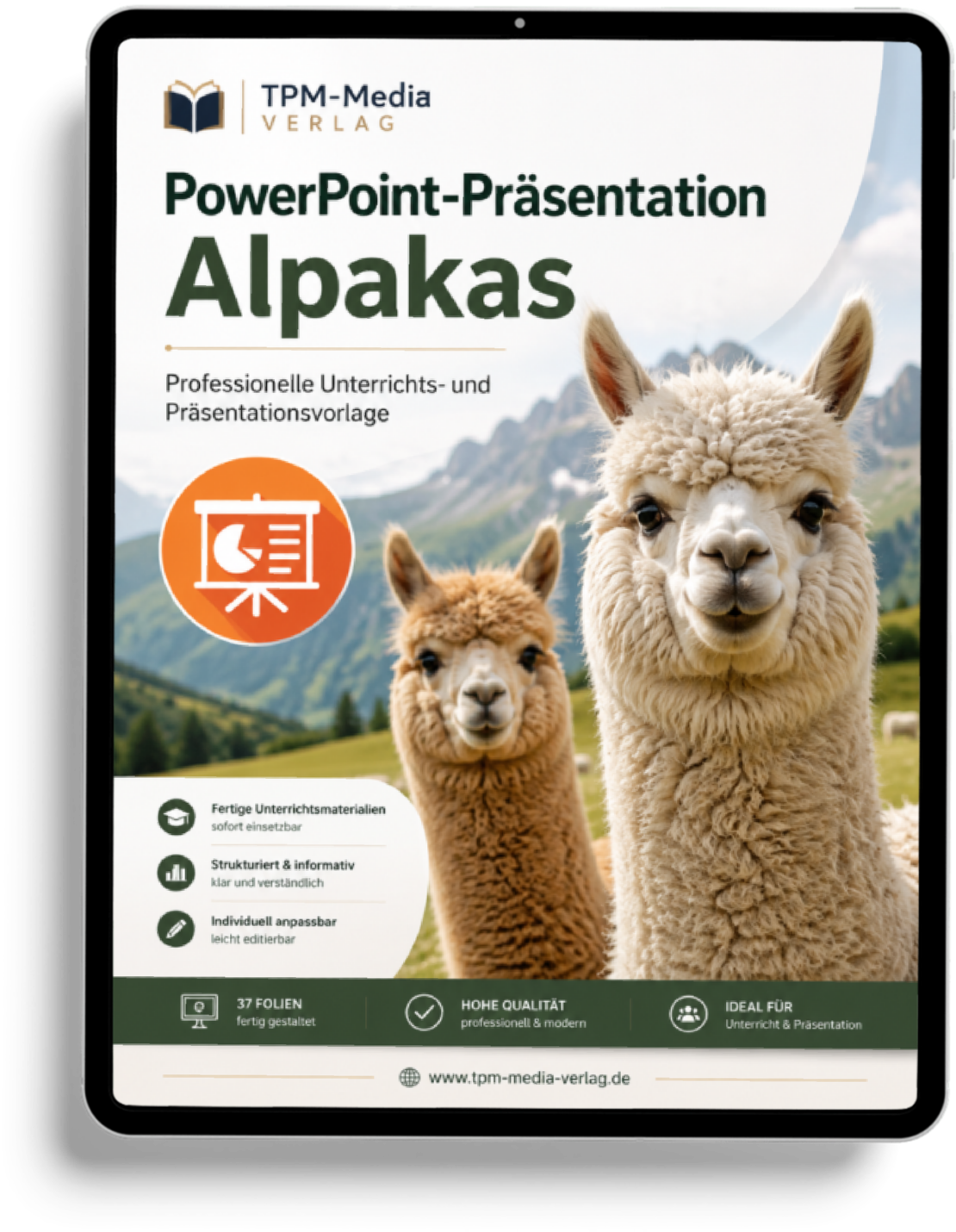 Alpakas PowerPoint Präsentation für den Schuleinsatz - Download-Version