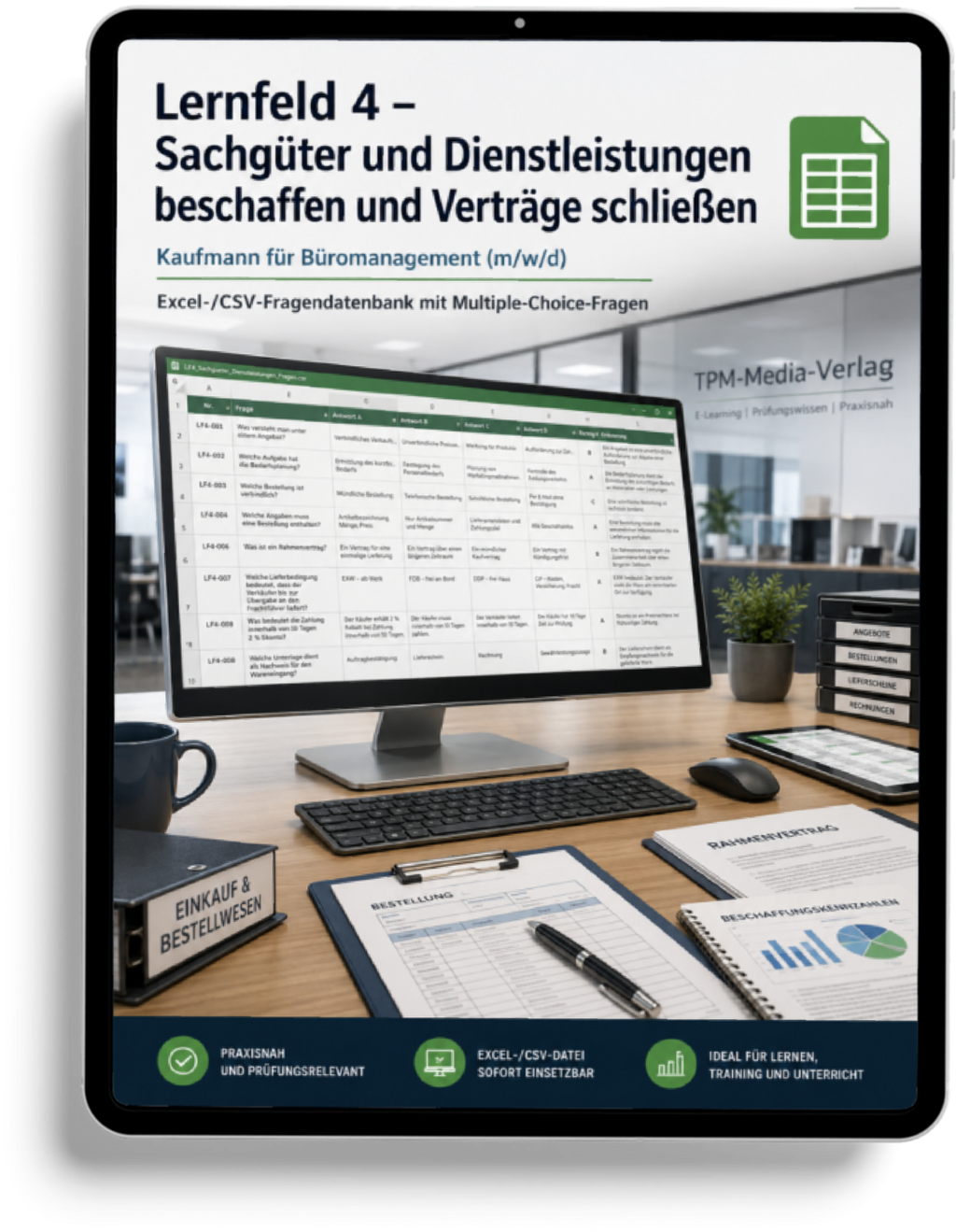 Kaufmann für Büromanagement - Lernfeld 4 gewerbliche Excel-Fragenkatalog Datenbank (Sofort-Download)