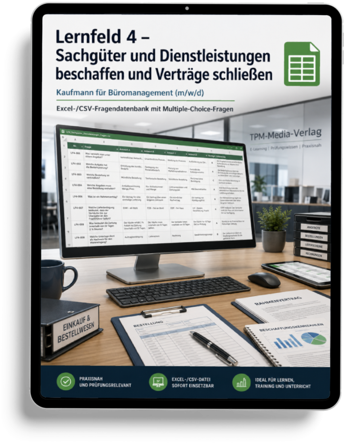 Kaufmann für Büromanagement - Lernfeld 4 gewerbliche Excel-Fragenkatalog Datenbank (Sofort-Download)