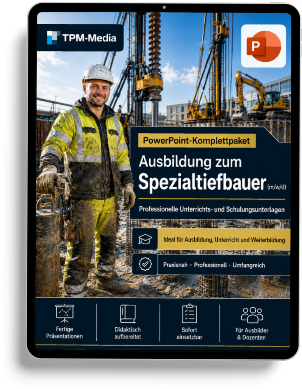 PowerPoint Spezialtiefbauer Ausbildung - Komplette Präsentationsvorlagen für die Ausbildung