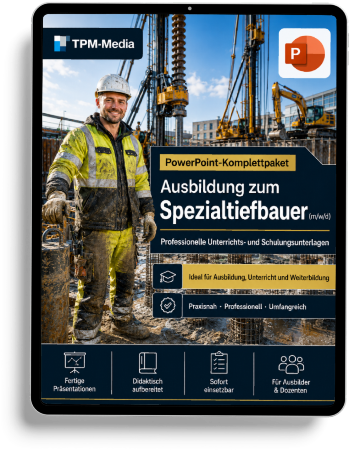 PowerPoint Spezialtiefbauer Ausbildung - Komplette Präsentationsvorlagen für die Ausbildung