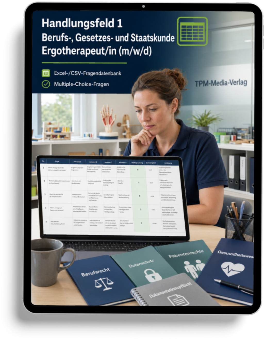Ergotherapeut - Handlungsfeld 1 gewerbliche Excel-Fragenkatalog Datenbank (Sofort-Download)