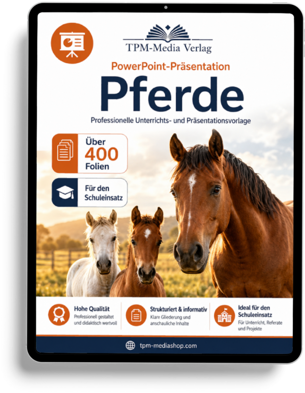 Pferde PowerPoint Präsentation herunterladen - Schulfreundliche Download-Version für den Einsatz im Unterricht